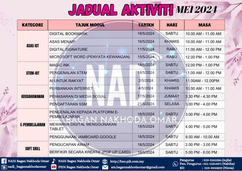 JADUAL AKTIVITI MEI 2024