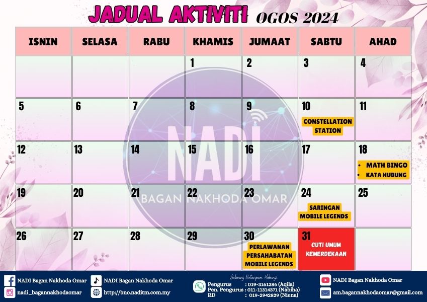 JADUAL BULAN OGOS