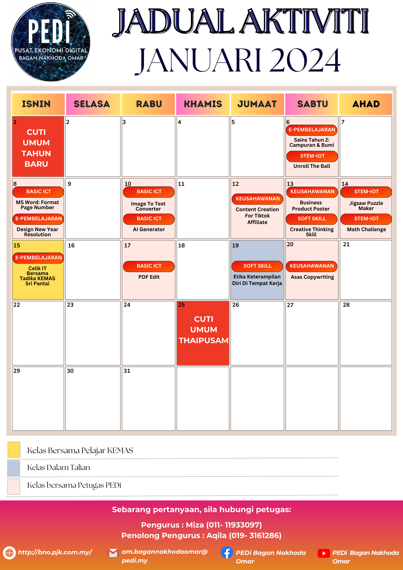 JADUAL JANUARI 2024