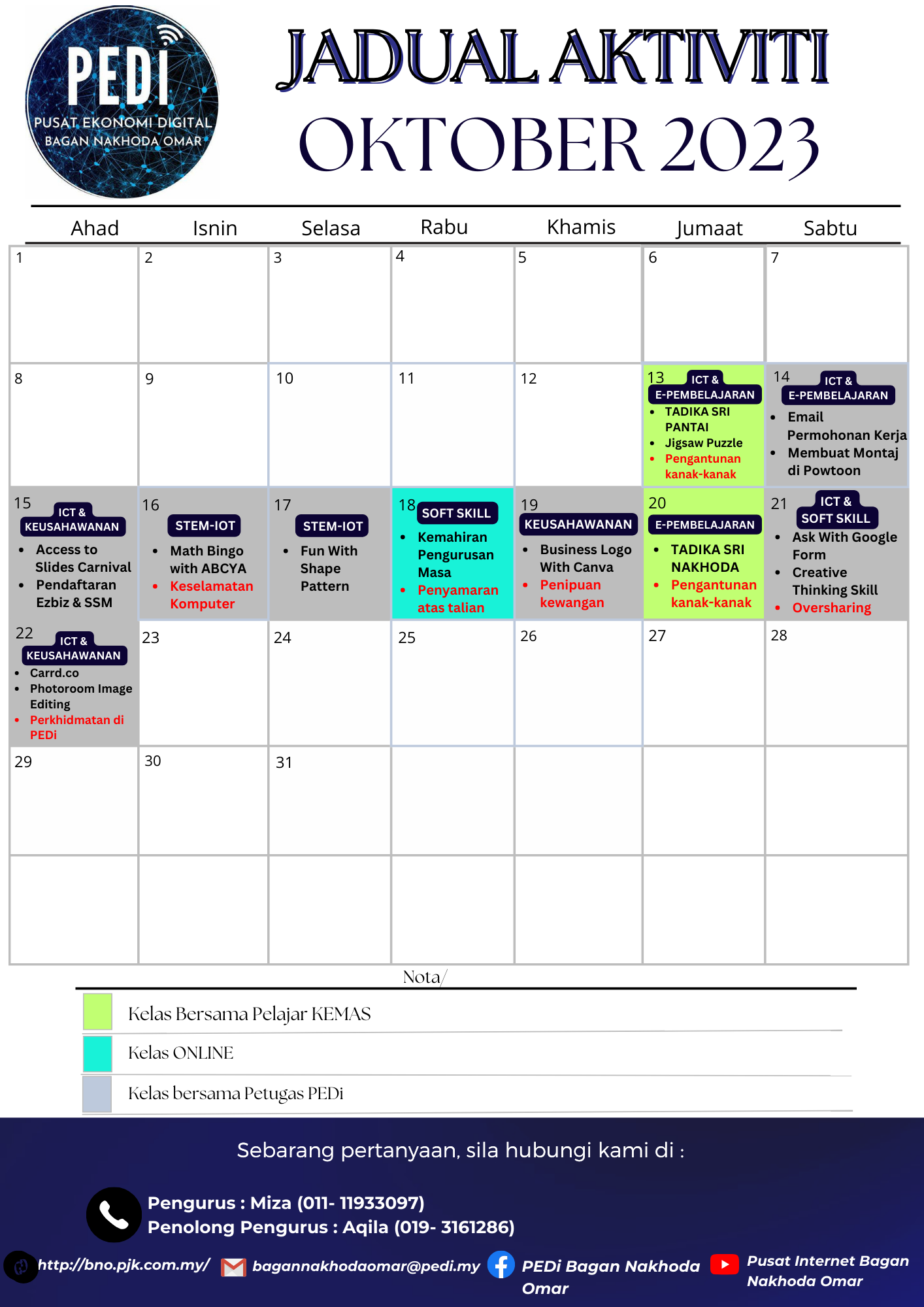 JADUAL OKTOBER